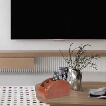 Ящик для хранения пульта дистанционного управления с 5 отделениями, большой вместимостью, органайзер для хранения пульта дистанционного управления, держатель для ручек темно-коричневого