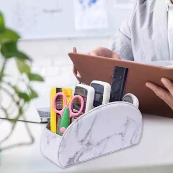 Ящик для хранения пульта дистанционного управления с 5 отделениями, большой вместимостью, органайзер для хранения пульта дистанционного управления, держатель для ручек чёрный