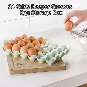 Ящик для хранения яиц, отсек для дизайна, штабелируемый, противоударный, небьющийся, 24 сетки, кухонный холодильник, органайзер для яиц, коробка для дома бежевый