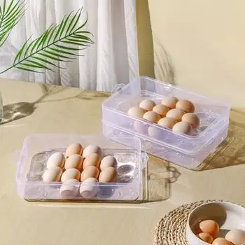 Ящик для хранения яиц, прозрачный, 24 сетки, большая вместимость, пылезащитный, с крышкой и ручкой, штабелируемый кухонный холодильник, лоток для яиц, контейнер для хранения яиц, держатель для яиц Single Layer зелёный