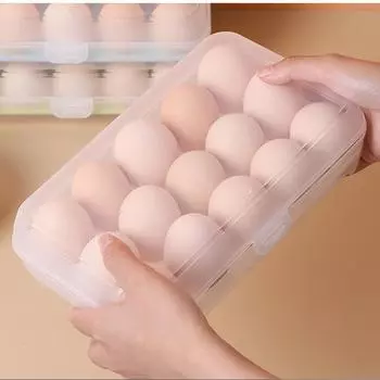 Ящик для хранения яиц, прозрачный кухонный холодильник с защитой от столкновений, пластиковый, 15 отделений, портативный, изящный, ювелирный синий