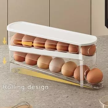 Ящик для хранения яиц с крышкой, двухслойный, большой емкости, штабелируемый, удобный для просмотра