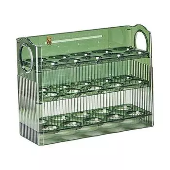 Ящик для хранения яиц с ручкой, большой емкости, многослойный дизайн, экономящий место, держатель для яиц на кухне зелёный