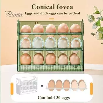 Ящик для хранения яиц с ручкой, большой вместимости, многослойный дизайн, экономящий место, держатель для яиц, органайзер для кухни и холодильника белый