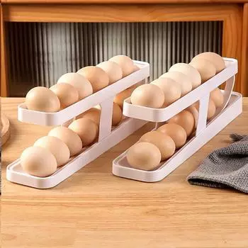 Ящик для хранения яиц, стеллаж для хранения на боковой двери холодильника, экономящий место, вращающийся ящик для яиц, двухслойный лоток для яиц