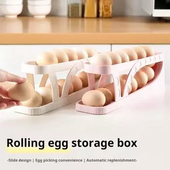 Ящик для хранения яиц в холодильнике, 2 яруса, автоматический катящийся органайзер для яиц большой емкости, боковая дверь холодильника, диспенсер для яиц, коробка для яиц розовый