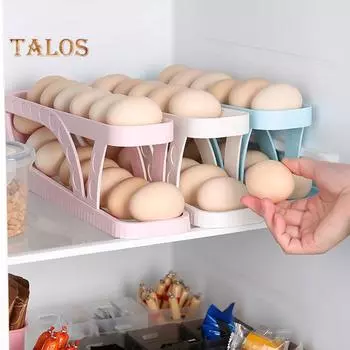 Ящик для хранения яиц в холодильнике, 2 яруса, автоматический катящийся органайзер для яиц большой емкости, боковая дверь холодильника, диспенсер для яиц, коробка для яиц, ресторанное яйцо розовый