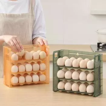 Ящик для хранения яиц в холодильнике, три яруса, большая вместимость, экономящий место, органайзер для яиц, боковая дверца холодильника, ящик для яиц, закусочная, ресторан