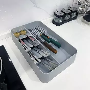 Ящик для хранения ящиков, ящик для хранения кухонных столовых приборов, ящик для столовых приборов, более двух слоев, многофункциональный органайзер для мусора, палочек для еды 39.5*24*8cm белый