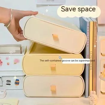 Ящик для хранения рабочего стола, штабелируемый ящик для хранения стола с ручкой, большая емкость для рабочего стола, канцелярские принадлежности, косметика, всякая всячина, организация жёлтый