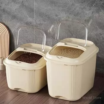 Ящик для хранения риса, 5 кг, защищенный от насекомых, влагостойкий герметичный контейнер для зерна с верхним хранилищем и нижним шкивом для кухонного хранения