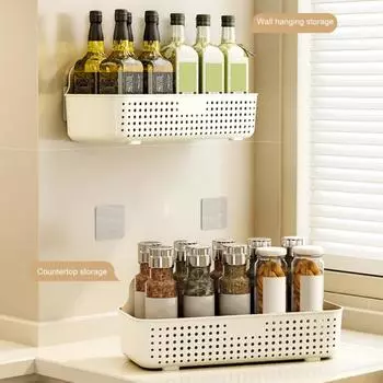 Ящик для хранения с дренажными отверстиями, большой вместимости, прочный, несущий нагрузку, простая установка, держатель для бутылок для специй на кухне, душевая стойка M зелёный