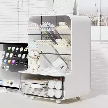 Ящик для хранения с конической вставкой, большой вместительный ящик, отделение для держателя косметических кистей, многофункциональная полка для товаров на рабочем столе белый