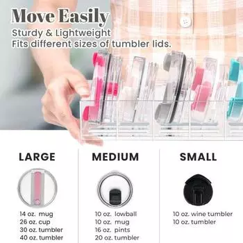 Ящик для хранения с крышкой-стаканом, прозрачный акриловый органайзер для крышки стакана с 5 разделителями