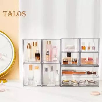 Ящик для хранения с прозрачными выдвижными ящиками, большой вместимостью, многоцелевой штабелируемый органайзер, прозрачный контейнер для хранения с ручкой чистый