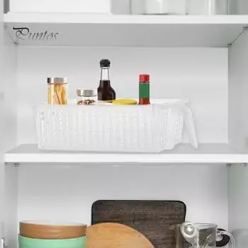 Ящик для хранения с ручкой, большой вместимости, гладкие края, без заусенцев, легко моется, штабелируемый пластиковый контейнер для хранения, органайзер для хранения продуктов питания чистый