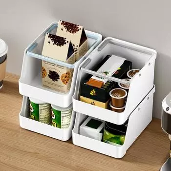 Ящик для хранения с ручкой, вместительный, с большим отверстием, канцелярские принадлежности, косметика, фруктовая игрушка, приправа, настольный органайзер для дома синий