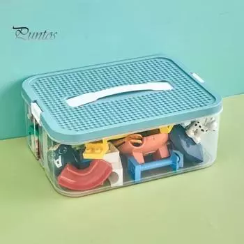 Ящик для хранения с запирающейся крышкой, множество отделений, большая вместимость, прозрачные строительные блоки, органайзер, футляр для хранения ювелирных изделий A