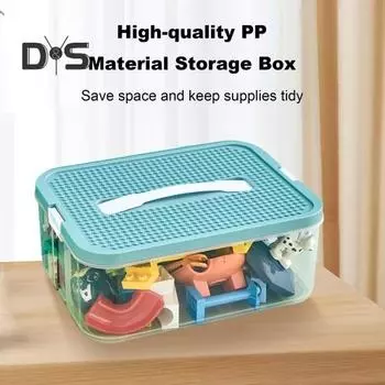 Ящик для хранения с запирающейся крышкой, множество отделений, большая вместимость, прозрачные строительные блоки, органайзер, футляр для хранения ювелирных изделий A