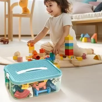 Ящик для хранения с запирающейся крышкой, несколько отделений, большая вместимость, прозрачные строительные блоки A