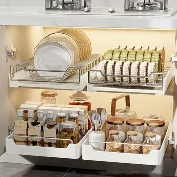 Ящик для хранения Самоклеящаяся полоса Отличная липкость Съемный без сверления Высокая грузоподъемность Гладкая направляющая Легко выдвижной органайзер для шкафа