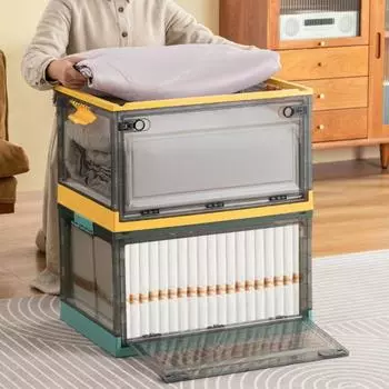 Ящик для хранения, штабелируемый пластиковый ящик для хранения с крышкой, компактный складной контейнер для хранения игрушек для дома белый