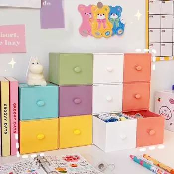 Ящик для хранения, складной пластиковый настольный органайзер для хранения Macaron Square для туалетного столика фиолетовый