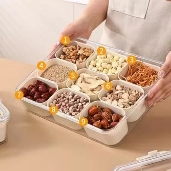 Ящик для хранения специй, холодильник, ящик для овощей, 9 съемных отделений, чехол для хранения продуктов, фрукты, кухня, имбирь, чеснок