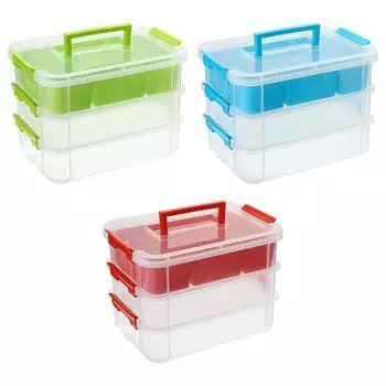 Ящик для хранения Stack Carry, контейнер для всякой всячины с разделителями, строительные блоки, хранилище зелёный