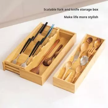 Ящик для хранения столовых приборов Органайзер для ящиков Расширяемая конструкция Легкий доступ Съемные разделители Кухонная утварь A