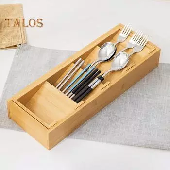 Ящик для хранения столовых приборов Органайзер для ящиков Расширяемая конструкция Легкий доступ Съемные разделители Органайзер для ящиков для кухонных принадлежностей A