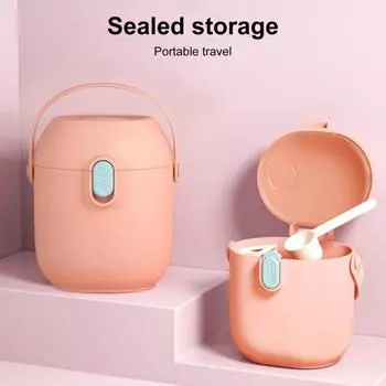 Ящик для хранения сухого молока Контейнер с ручкой Большая емкость Пищевой класс BPA Free розовый