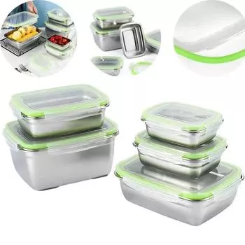 Ящик для хранения свежих продуктов из нержавеющей стали 304, ящик для фруктов с крышкой, контейнер для пельменей, холодильный ящик для хранения, герметичный контейнер с защитой от протечек