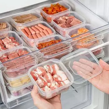 Ящик для хранения свежих продуктов. Штабелируемый ящик для хранения продуктов для приготовления еды и организации ингредиентов в холодильнике или морозильной камере.