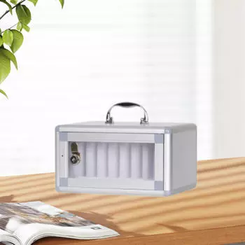 Ящик для хранения телефона из алюминиевого сплава с портативной ручкой и 2 ключами для офисного смартфона