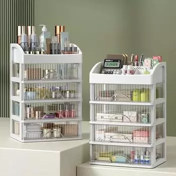 Ящик для хранения ювелирных изделий для макияжа, пластиковый держатель для губной помады большой емкости, органайзер для лака для ногтей, косметическая коробка для ухода за кожей