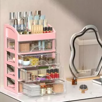 Ящик для хранения ювелирных изделий, коробка для хранения косметики, большая вместительная прозрачная коробка для хранения косметики, многослойный многофункциональный настольный органайзер