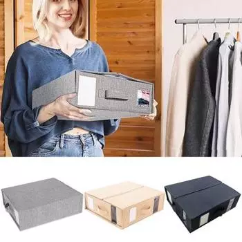 Ящик для хранения в гардеробе, складной с ручкой, прозрачное окно, носки для одежды, хранение нижнего белья, классификация, органайзер для хранения, пододеяльник серый