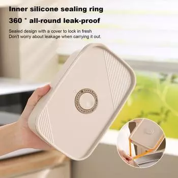 Ящик для хранения в холодильнике емкостью 300/500/600 мл с прозрачной герметичной крышкой, нержавеющая сталь 304, большая вместимость, можно мыть в посудомоечной машине, штабелируемый, овощи, фрукты M бежевый