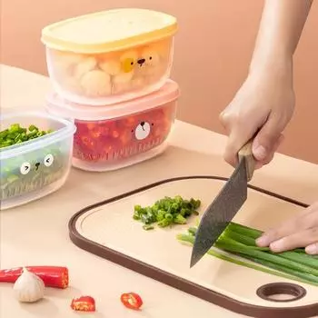 Ящик для хранения в холодильнике, прозрачный, пищевой, без бисфенола А, с рисунком из мультфильма, герметичный, сохраняющий свежесть, с крышкой, контейнер для фруктов и овощей, ящик для хранения жёлтый