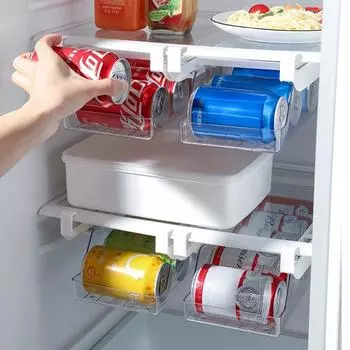 Ящик для хранения в холодильнике Прозрачный контейнер для напитков Диспенсер для морозильника Органайзер для хранения кухонных принадлежностей 33x13x8.5cm чистый