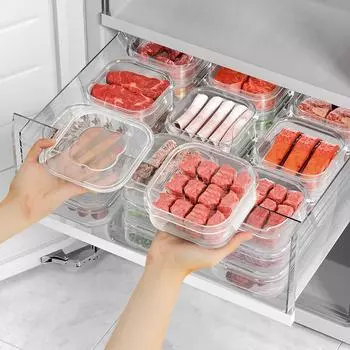 Ящик для хранения в холодильнике Ящик для замороженного мяса для хранения в морозильной камере Кухонное хранение продуктов с крышкой Герметичный ящик для сохранения свежести 350 type #C1BP0#