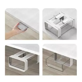 Ящик для хранения в ящике стола, скрытый под столом, самоклеящийся ящик, выдвижной органайзер, встраиваемый снизу, стеллаж большой емкости S