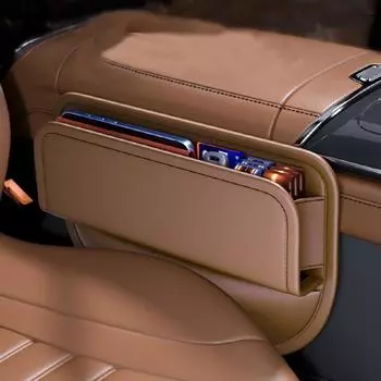 Ящик для хранения в слоте сиденья автомобиля, органайзер для наполнителя слота сиденья автомобиля, кожаный ящик для хранения в щелях между сиденьем и консолью автомобиля хаки
