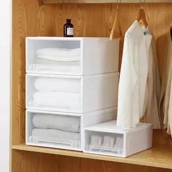 Ящик для хранения в стиле ящика, прозрачный шкаф, штабелируемый органайзер, ящик большой емкости, утолщенный, контейнеры для нижнего белья и одежды