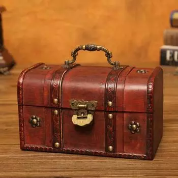 Ящик для хранения в стиле ретро большой емкости, деревянное ожерелье, брелок-органайзер, чехол для дома 1