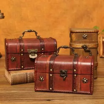 Ящик для хранения в стиле ретро большой емкости, деревянное ожерелье, брелок-органайзер, чехол для дома 1