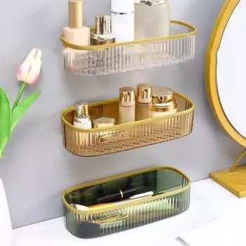 Ящик для хранения в ванной комнате настенный органайзер для хранения с полым дном без сверления белый