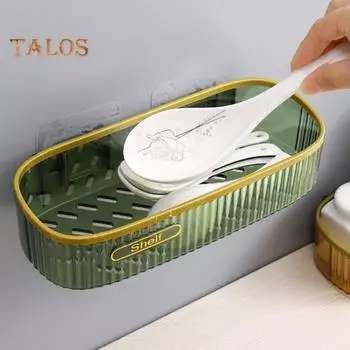 Ящик для хранения в ванной комнате, настенный органайзер для хранения с выемкой внизу, установка без сверления, многофункциональная полка для хранения на кухне и в ванной комнате зелёный