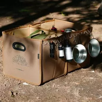 Ящик для хранения вещей для кемпинга. Вместительный переносной ящик для кемпинга. Складной ящик для хранения вещей для кемпинга с ручкой для хранения на открытом воздухе. чёрный